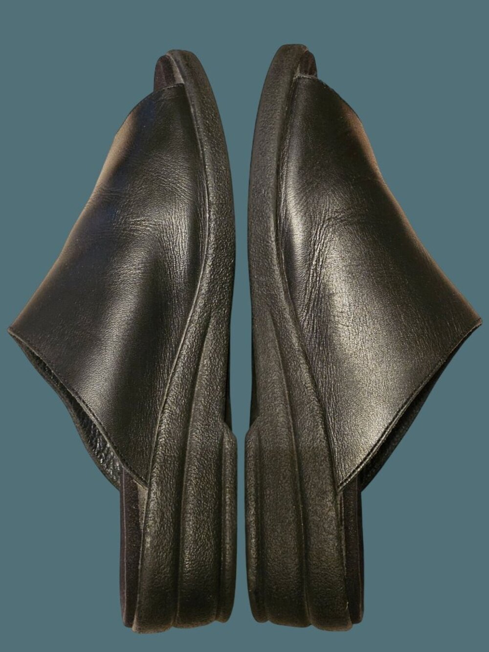 Mephisto Black Leather Open Toe Slide Mule Wedge Comfy Sandals Women US 9 /EU 39 - Picture 8 of 14
